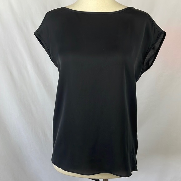 MICHAEL Michael Kors Black Blouse w/Deep V-Back Pleat & Gold Chain - Size XS - Picture 1 of 12